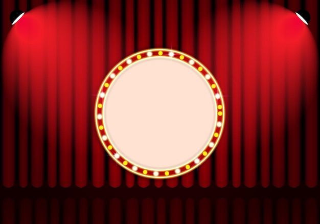 Cortina vintage con cine retro y focos