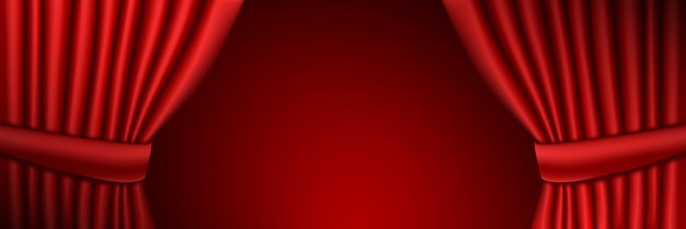 Cortinas teatrales rojas de lujo. Lugar para su texto. ilustración vectorial