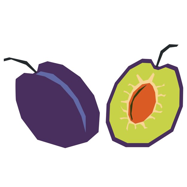 Cortura de ciruela colorida Forma de fruta cartón o papel de color Aplicación divertida, ingenua y infantil