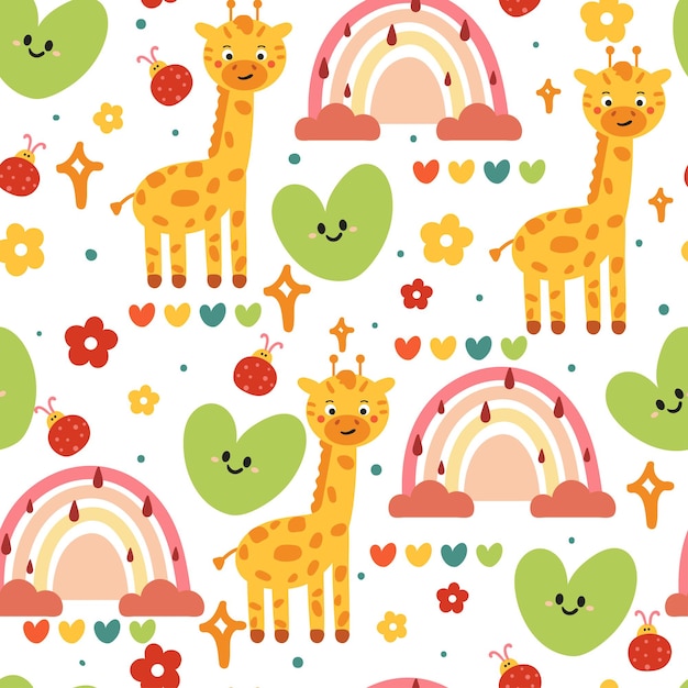 cosas de dibujos animados lindo de patrones sin fisuras con animal