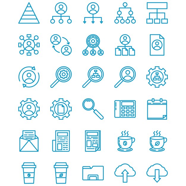 Cosas en la oficina en el icono de estilo de color