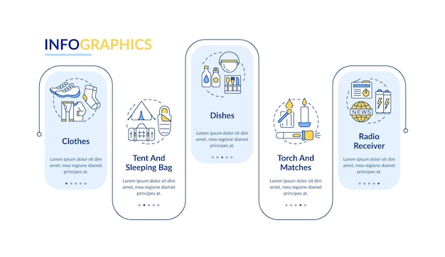 Cosas para poner en la plantilla de infografía de rectángulo de mochila de supervivencia