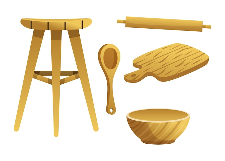 Vector cosas de vector libre hechas de madera