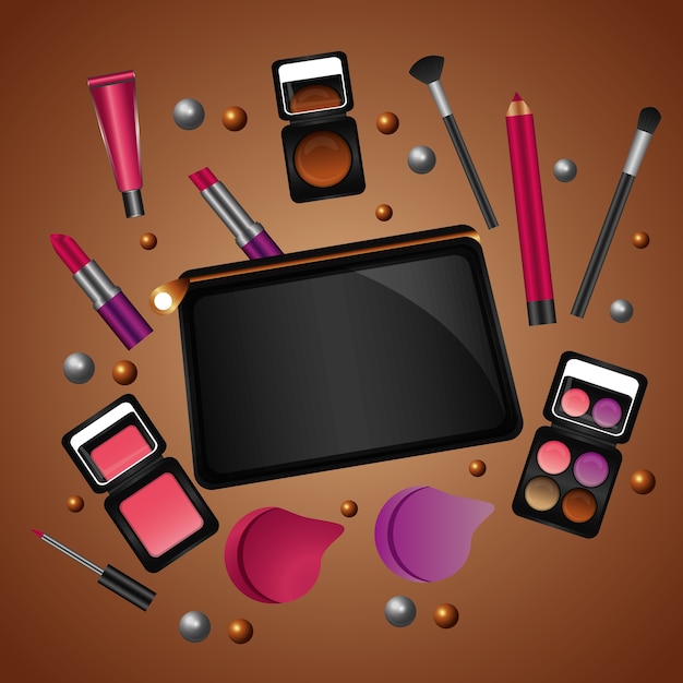 cosmética maquillaje productos belleza moda conjunto