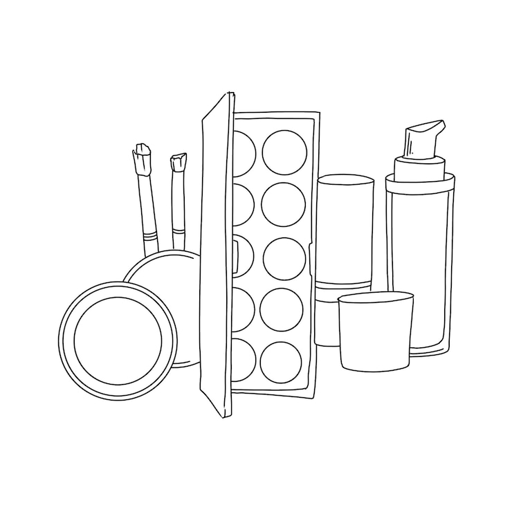 Vector cosmético dibujado a mano doodle ilustraciones vector conjunto