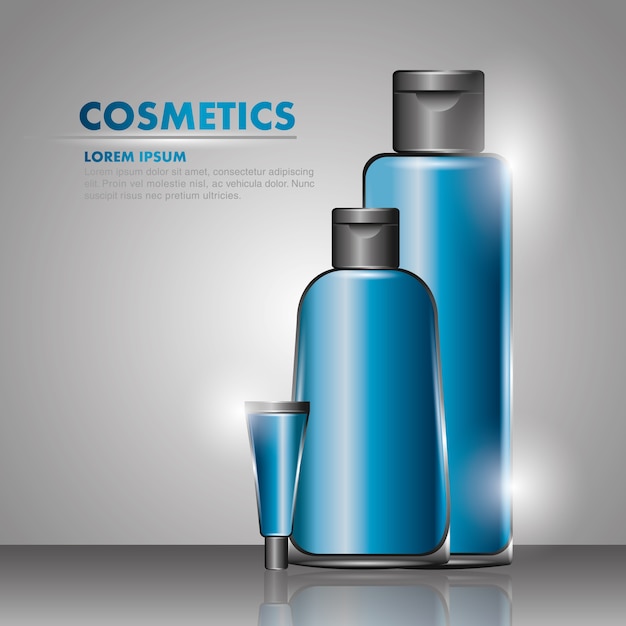 cosméticos champú grl tubo crema fondo gris