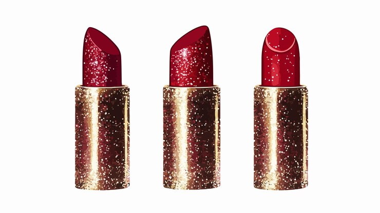 Vector cosméticos de lápiz labial coquette glitter vector plano