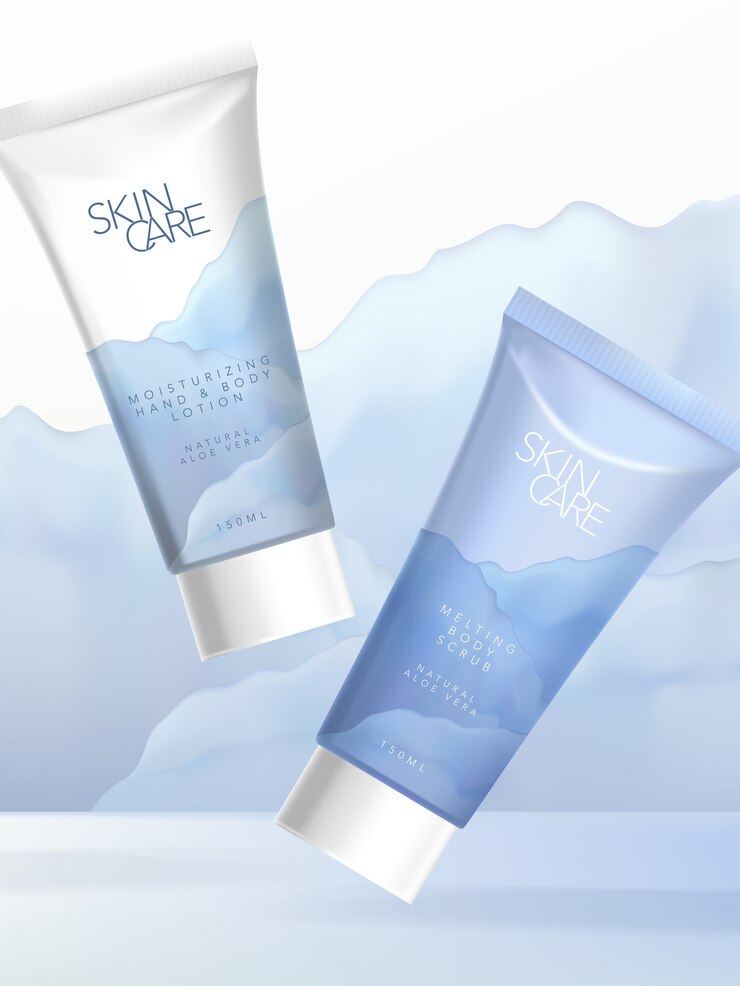 Cosméticos o envases de tubos para el cuidado de la salud con diseño temático Blue Ocean / Sea para ducha, lavado, champú, crema, loción, gel, espuma o productos de limpieza