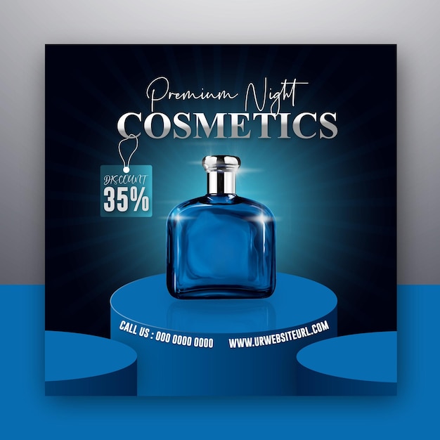 Cosméticos productos de belleza perfume redes sociales facebook e instagram diseño de banners de publicaciones
