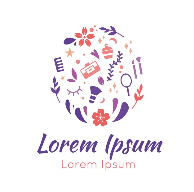 Cosmetología Círculo hecho de cosméticos y flores Vector
