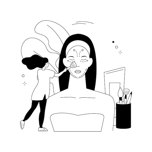 Cosmetología concepto abstracto ilustración vectorial cuidado de la piel cosmético natural levantamiento de ojos eliminación de arrugas dermatología spa tratamiento facial mujer belleza terapia antiedad metáfora abstracta