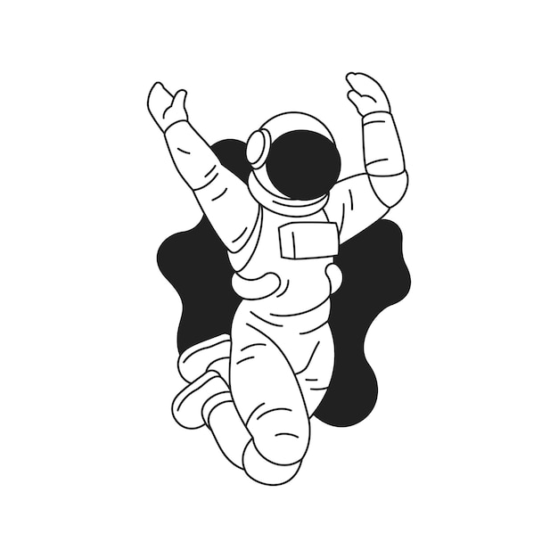 Cosmonauta Y2K en traje espacial en el espacio exterior Icono de viaje del universo Ilustración plana vectorial