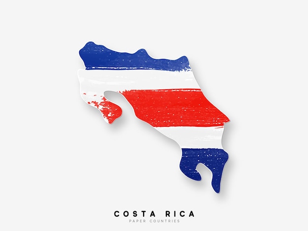 Vector costa rica mapa detallado con bandera del país. pintado en colores de pintura de acuarela en la bandera nacional.