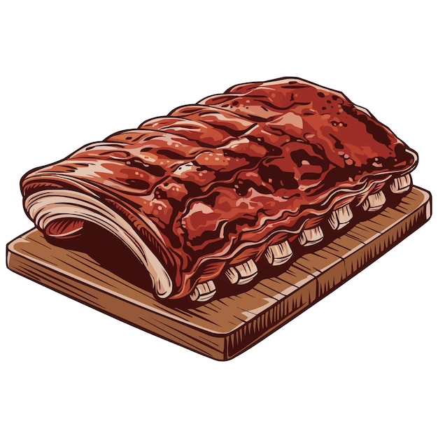 Costillas de cerdo para barbacoa en una tabla de madera