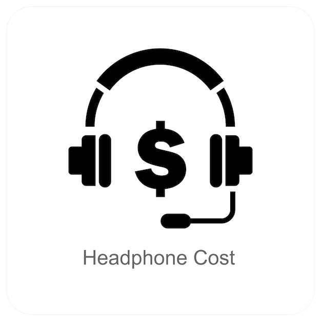 Costo de los auriculares y concepto de icono de costo