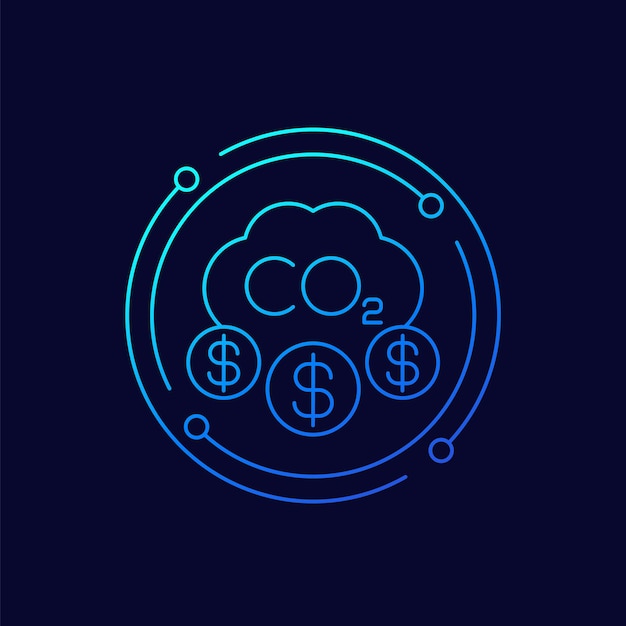 Costo de las emisiones de CO2 Icono de gas diseño lineal