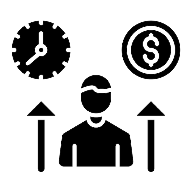 Costos de los empleados Glyph Ilustración en negro sólido