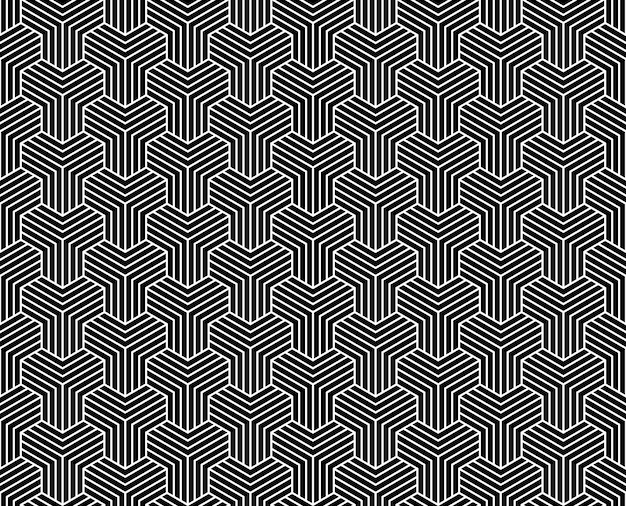 Sin costura Abstracto patrón de líneas geométricas en y blanco sobre fondo negro