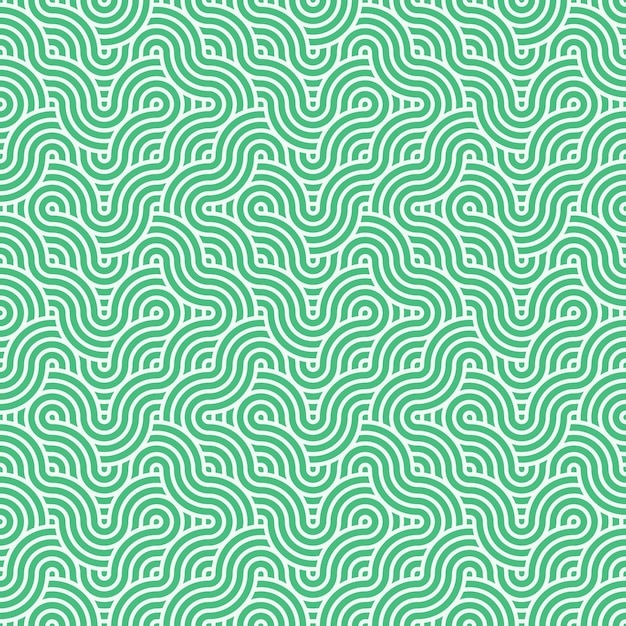 Sin costuras abstracto geométrico verde japonés círculos superpuestos líneas y ondas patrón