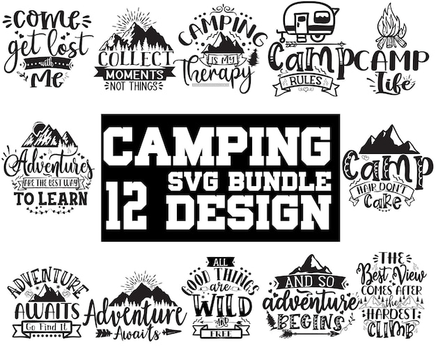 Cotizaciones de camping SVG Bundle Cotizaciones de camping SVG Bundle archivo recortado