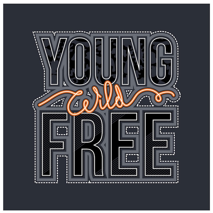 Vector cotizaciones gratis jóvenes salvajes y diseño de tipografía motivada en camiseta de ilustración vectorial y otros usos