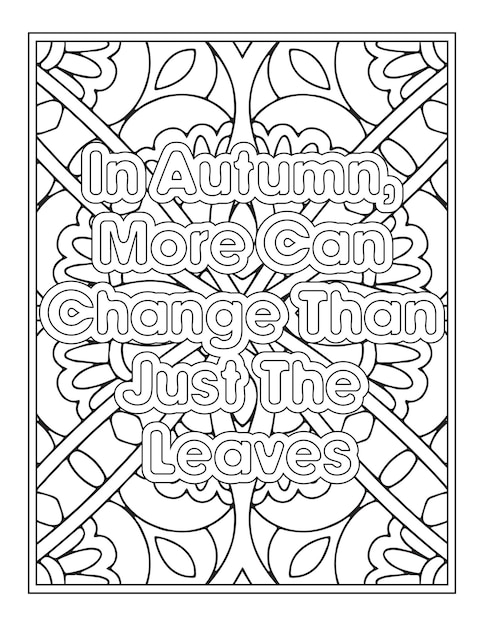 Cotizaciones de otoño Página para colorear para adultos Libro para colorear