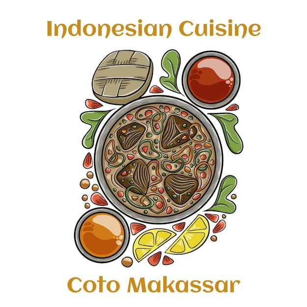 Coto makassar Indonesia comida tradicional hecha de carne de res y despojos que se hierven