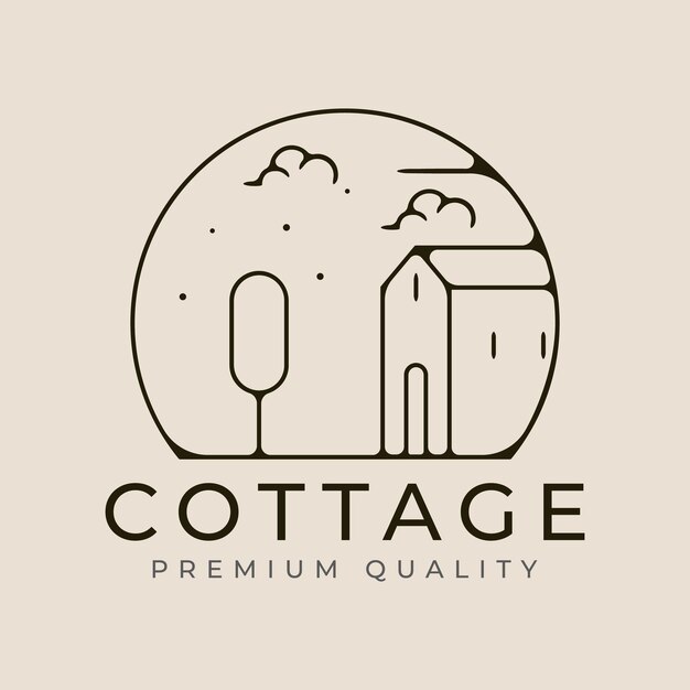 cottage line art logotipo icono y símbolo vector diseño minimalista