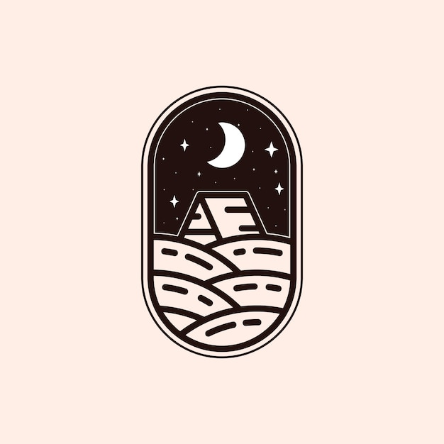 Cottage Simple Line Art Logo Vector Ilustración Diseño Resort Minimalista Logo