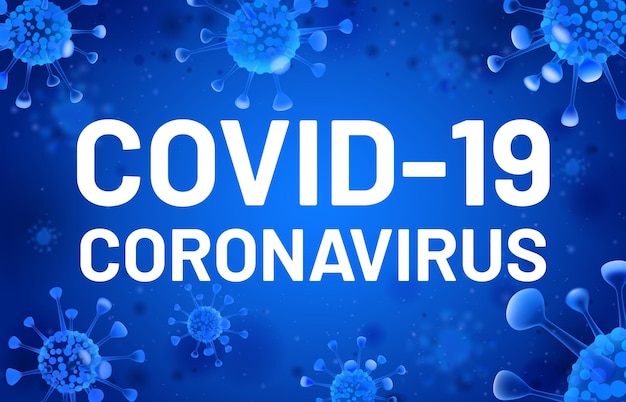 Covid-19. banner de coronavirus con celdas azules