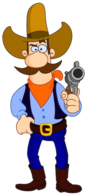 Cowboy de dibujos animados con su arma