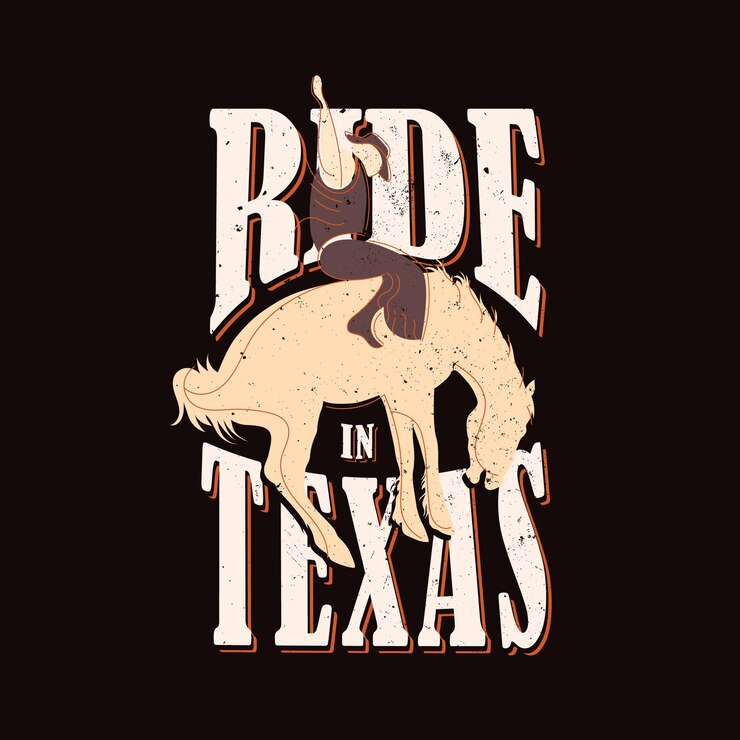 cowboy jinete montando caballo con texas texto ilustración para camisas impresiones