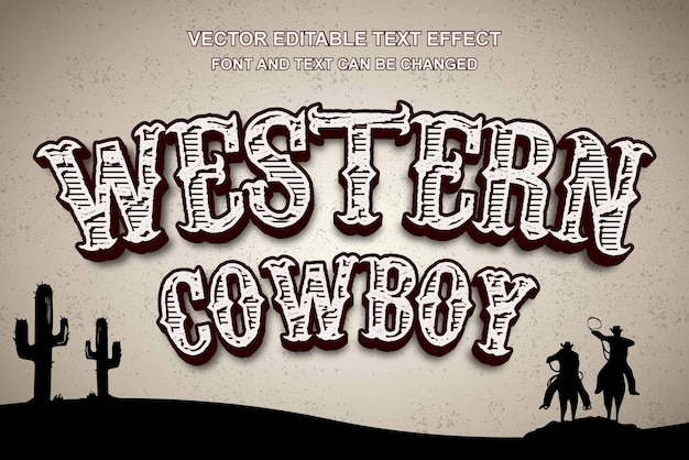 Cowboy del oeste salvaje del oeste tipografía vintage efecto de texto editable diseño de plantilla de estilo textura grunge