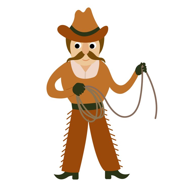 Vector cowboy el salvaje oeste fondo blanco aislado