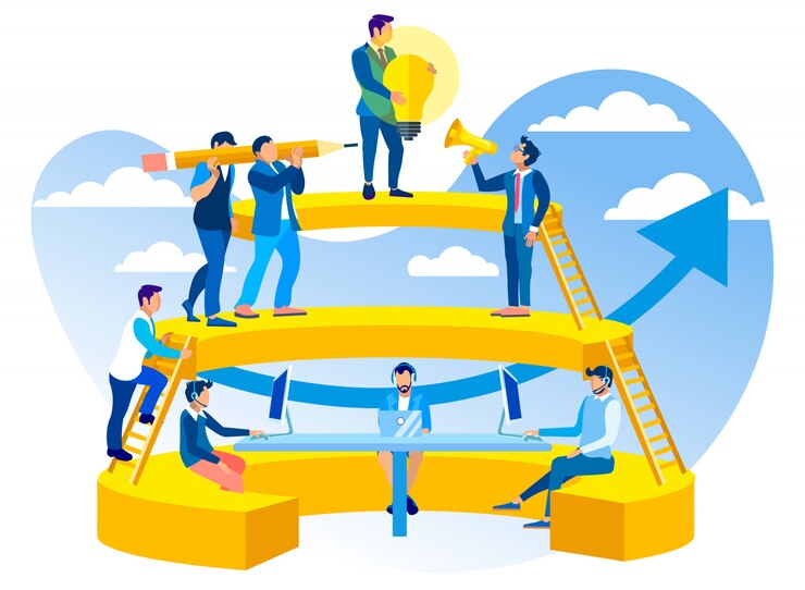 Vector coworking en call center vector illustration.