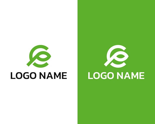 CP con icono de hoja moderno Vector de diseño de logotipo de icono creativo para negocios