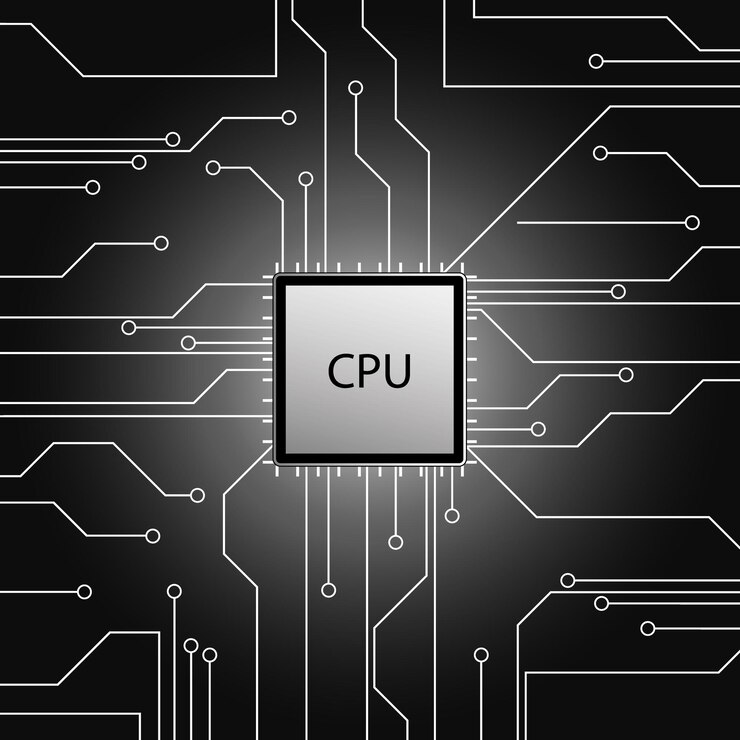 Vector cpu, microprocesador, microchip, placa de circuito, vector, ilustración