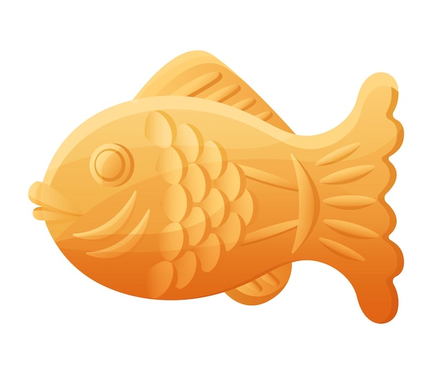 Cracker de pez dorado bocadillo naranja en forma de pez galleta realista detallado vector de comida de bocadillo