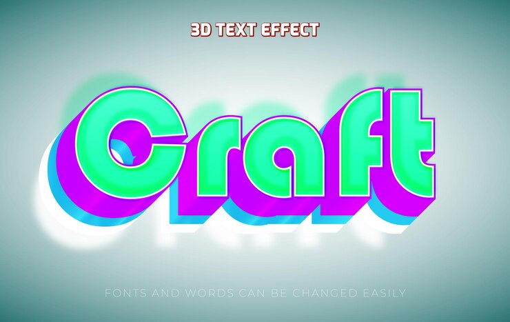 Vector craft divertido estilo de efecto de texto editable en 3d