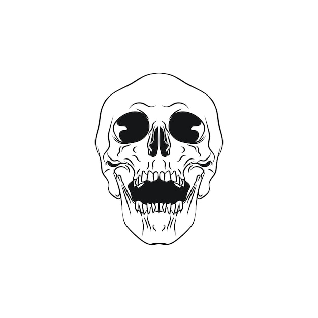 Cráneo de anatomía dibujado a mano con diferentes tonos y líneas Ilustración vectorial