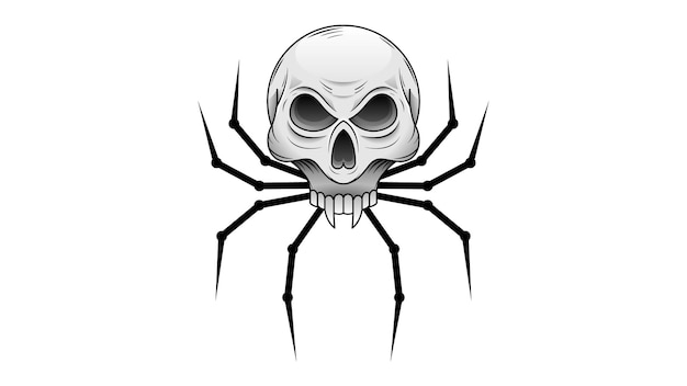 Cráneo De Araña Sobre Fondo Blanco. Elementos de diseño de Halloween. Vector de decoración de terror espeluznante.