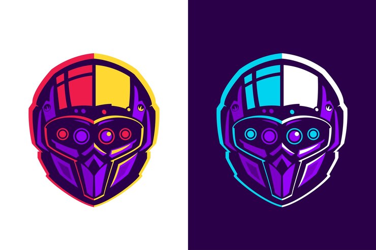 Vector cráneo en astronauta piloto o casco alienígena juego de deportes electrónicos conjunto de logotipos muy detallados