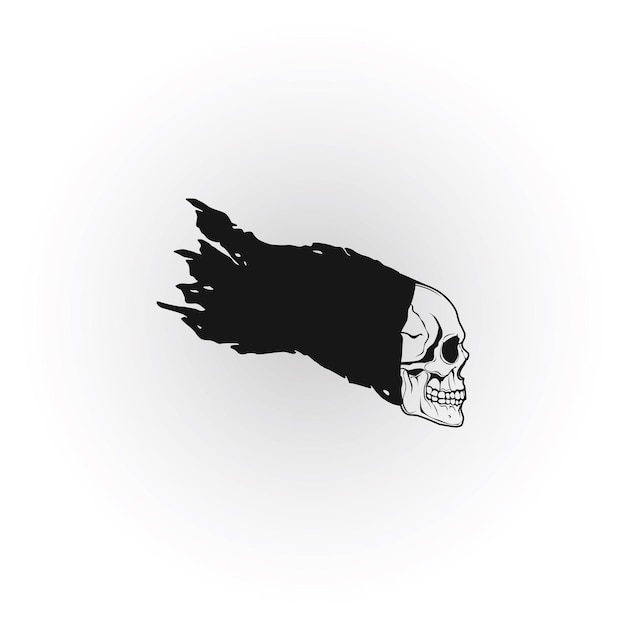 Vector cráneo de bandera ilustración vectorial aislada cráneo de grunge vectorial y logotipo de bandera negra