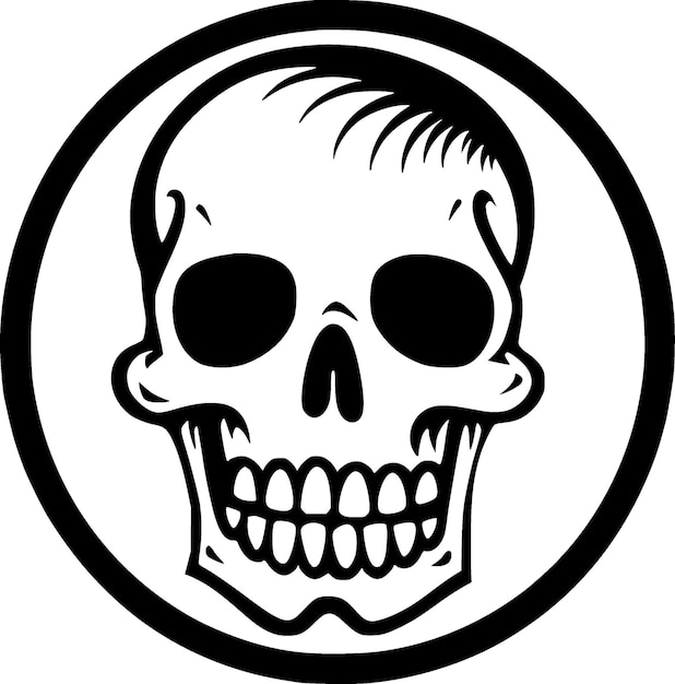 Cráneo blanco y negro icono aislado ilustración vectorial