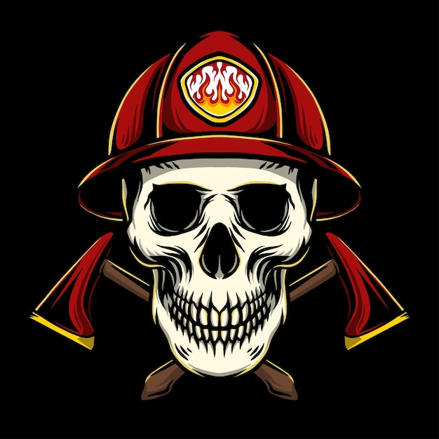 cráneo, bombero, ilustración