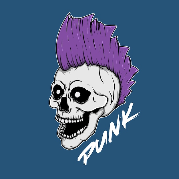 cráneo cabeza punk cabello ilustración