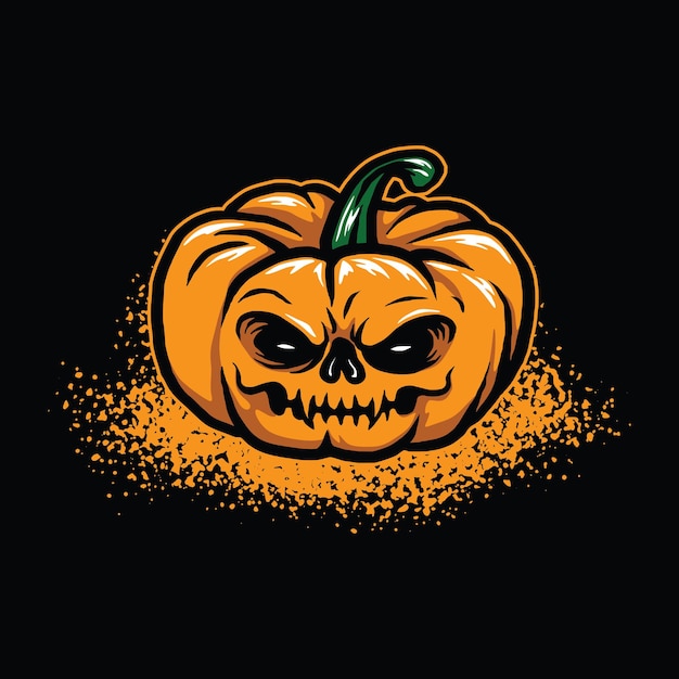 Vector cráneo de calabaza de mascota dibujada a mano