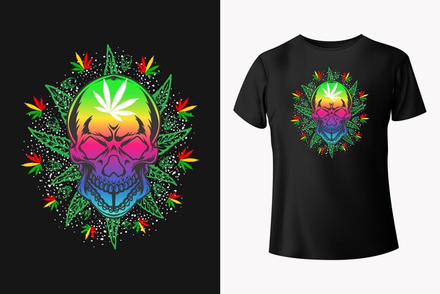 Cráneo Cannabis Weed Camiseta Vector