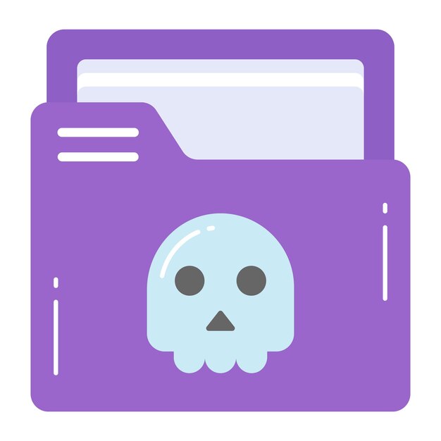Cráneo en la carpeta de datos que denota el vector de la carpeta infectada icono premium