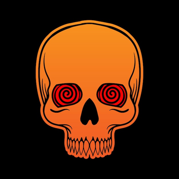 Cráneo colorido dibujado a mano para el cartel de la etiqueta engomada del tatuaje, etc. vector gratis